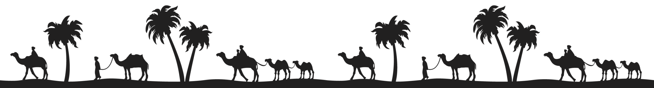 Camel caravan crossing the dunes